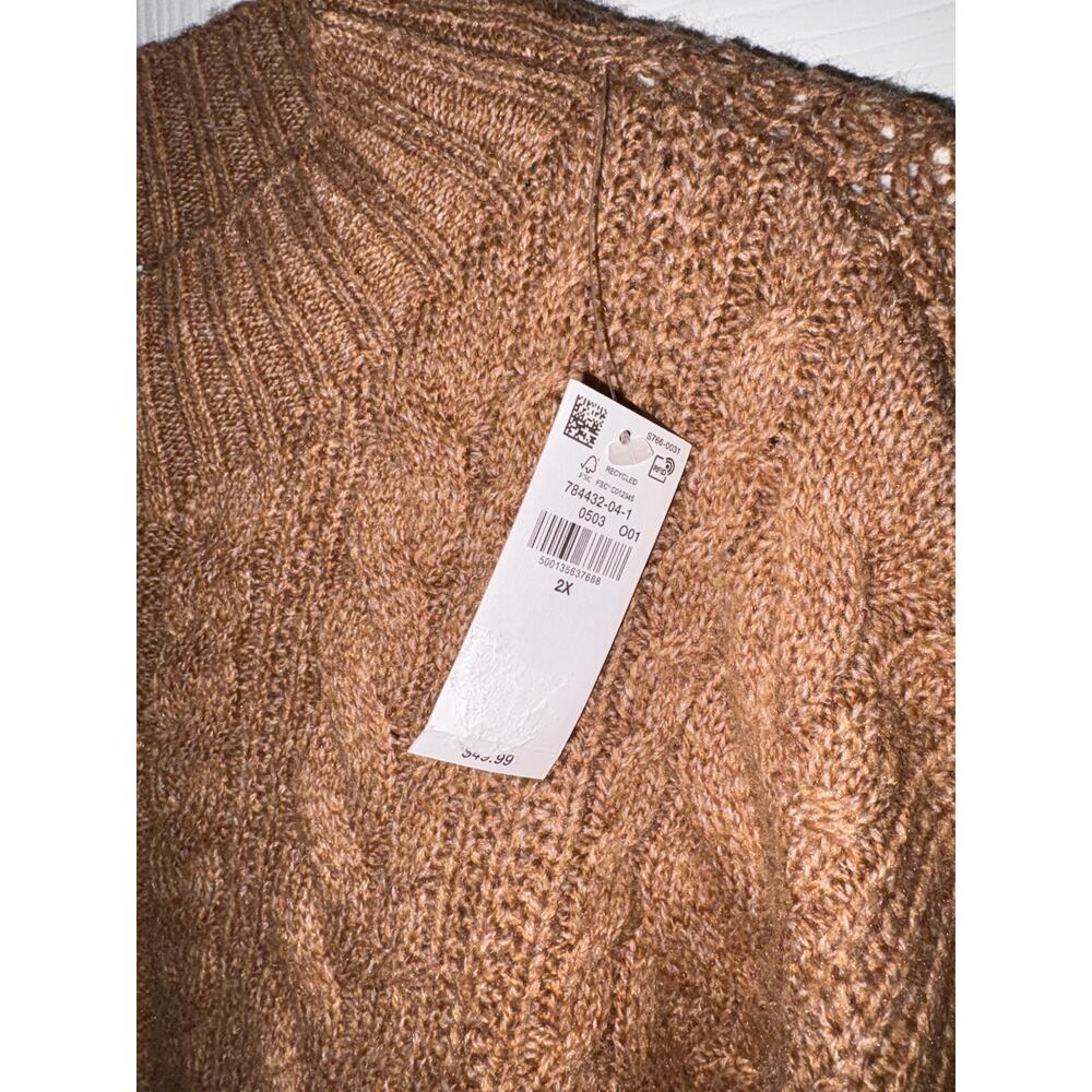 NWT old navy beige cable knit mock neck plus size sweater 2x - Picture 6 of 7